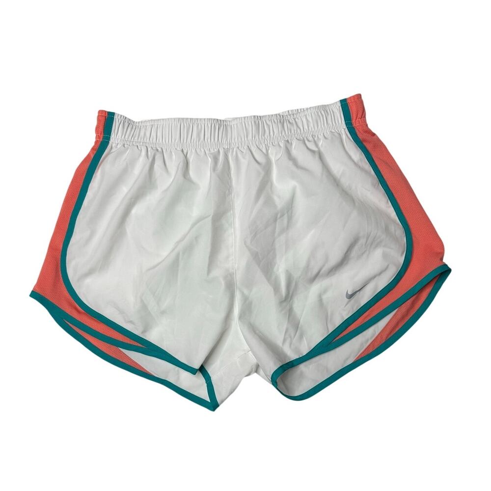Nike Tempo Dri Fit White Coral Teal Running Shorts Women's Medium